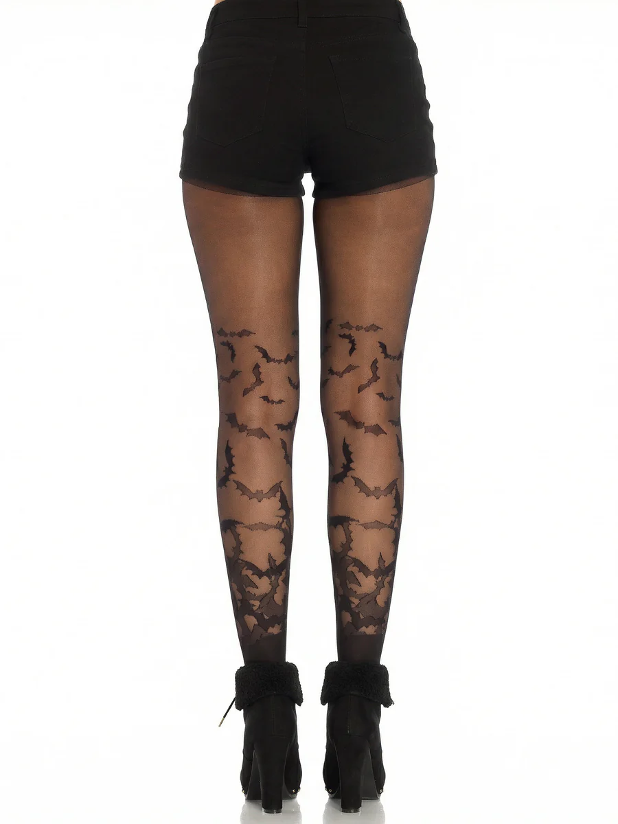 USA Only - Bat Wing Sheer Tights Black (OS)