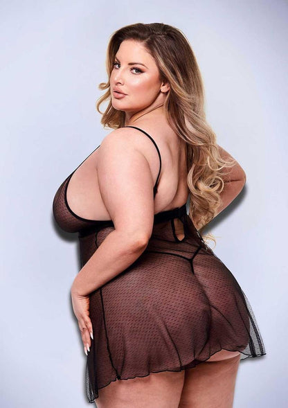 2 Pc Strappy Lace and Mesh Babydoll