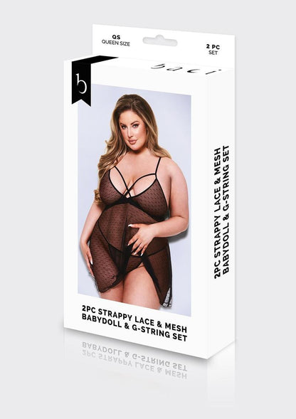 2 Pc Strappy Lace and Mesh Babydoll