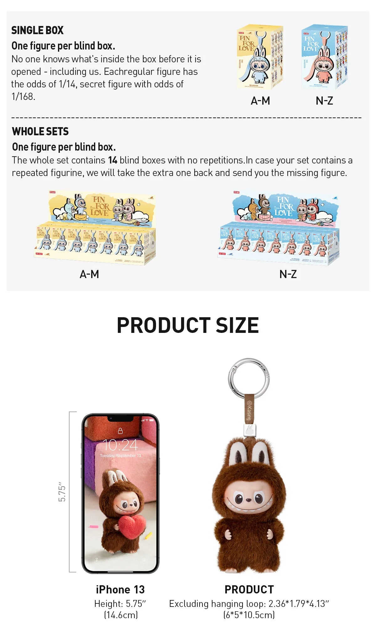 Pop Mart Labubu Pin for Love Series Blind Box (N-Z) Blue