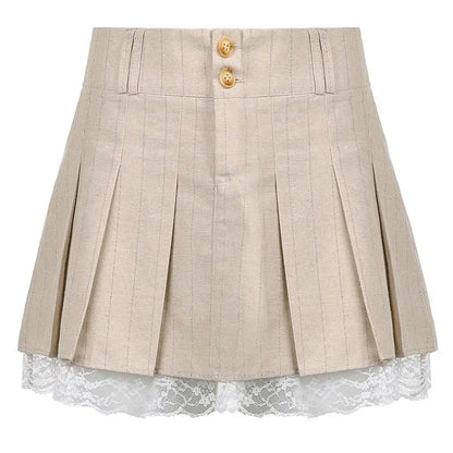 Pretty Lolita Style Sweet Pink Lace Trim Skirt New Style--Khaki
