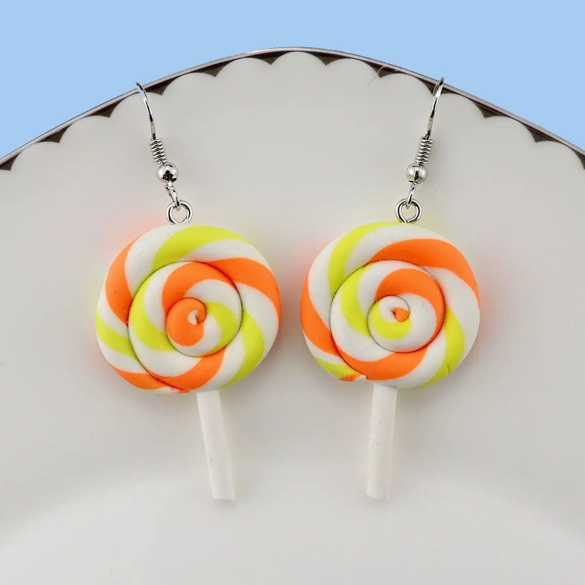 Rainbow Lollipop Drop Earrings silver C