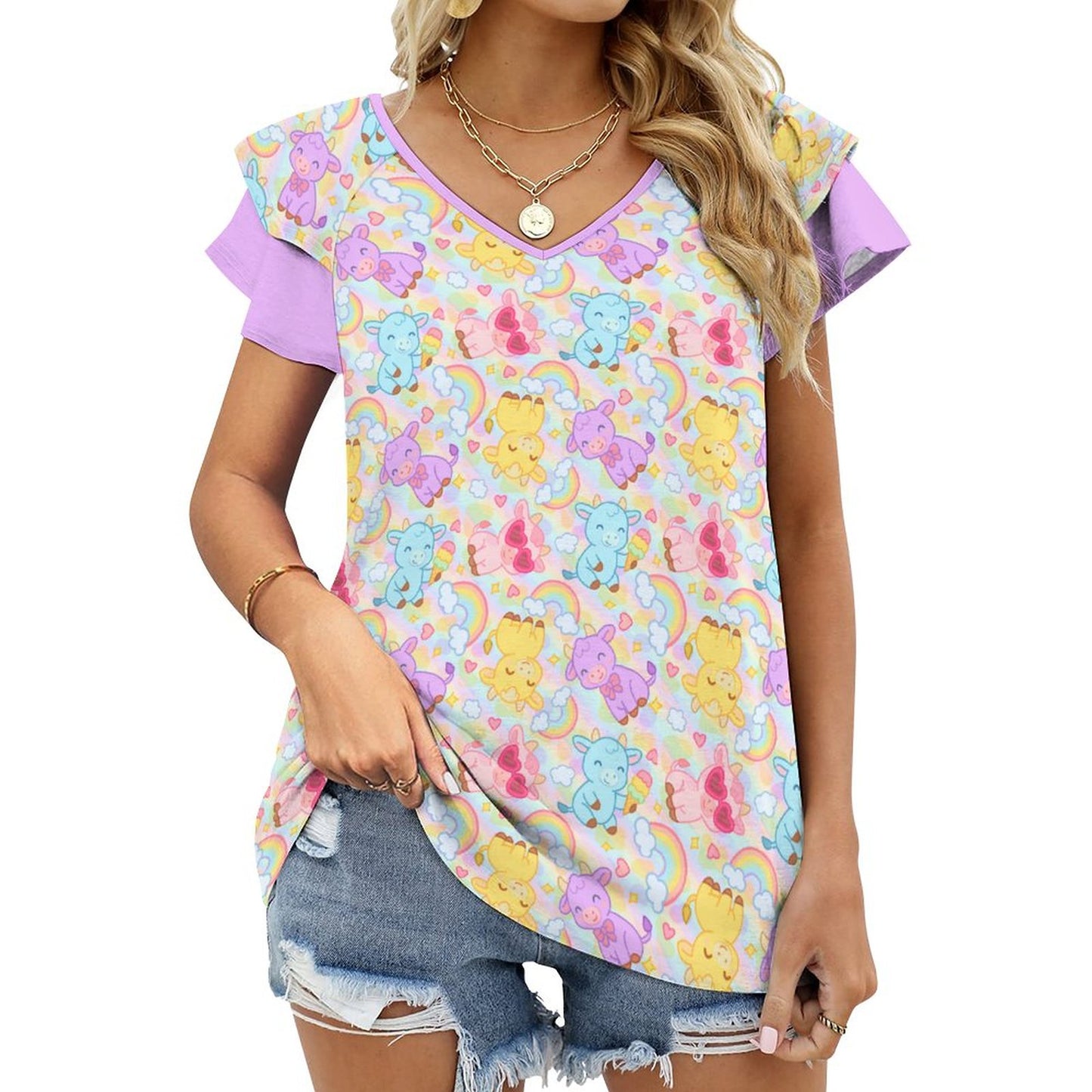Rainbow Moobaby Ruffle Play Tee