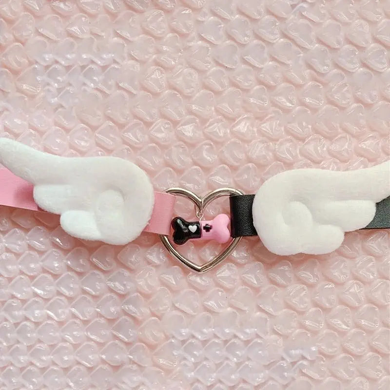 Kawaii Pink Skull Bone Collar Steel color