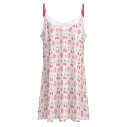 Strawberry Bow Lace Camis Nightgown