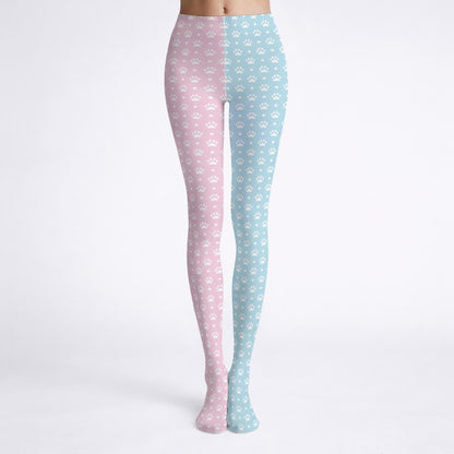 Sweet Pastel Puppy Paws Stretch Tights
