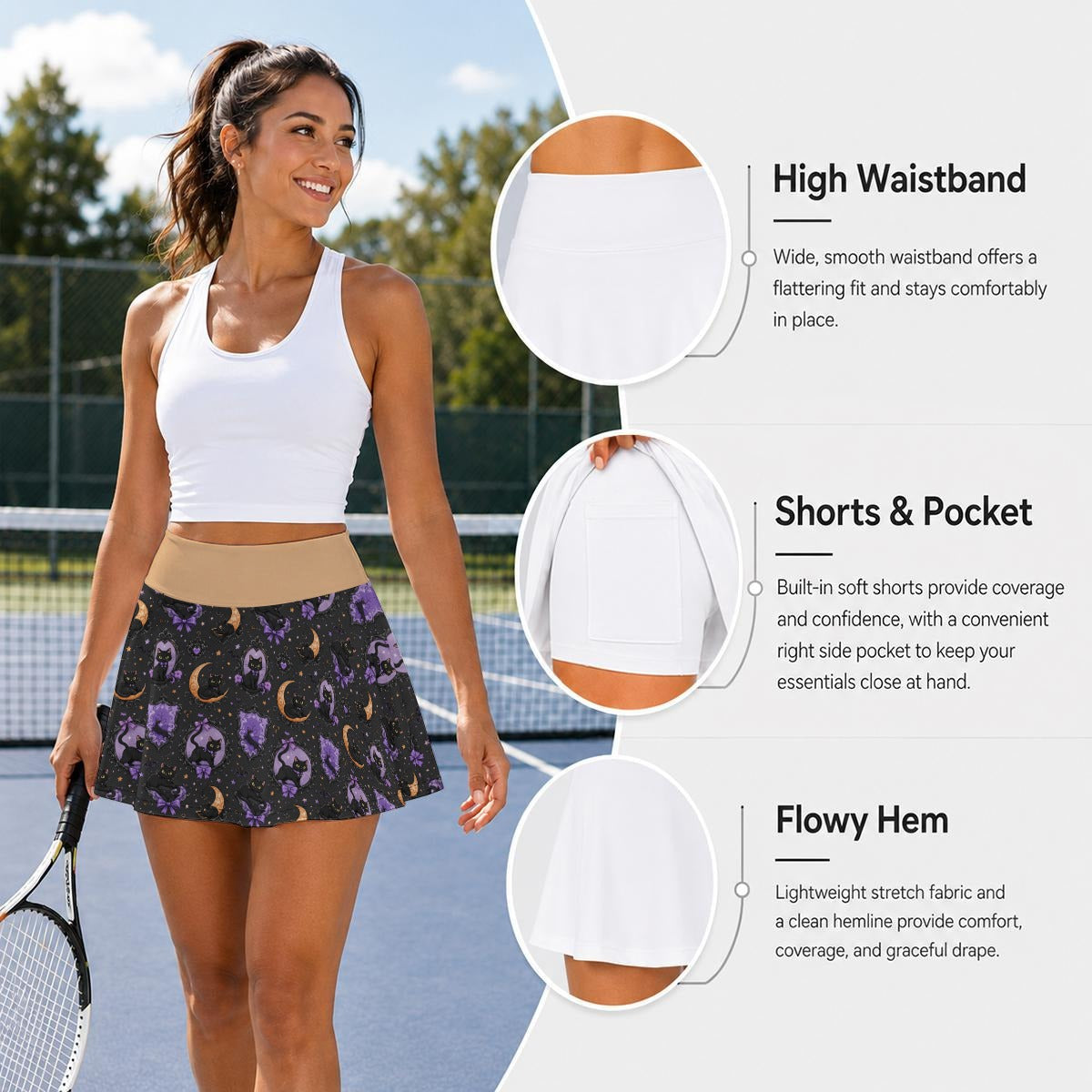 Midnight Familiar Pleated Skort
