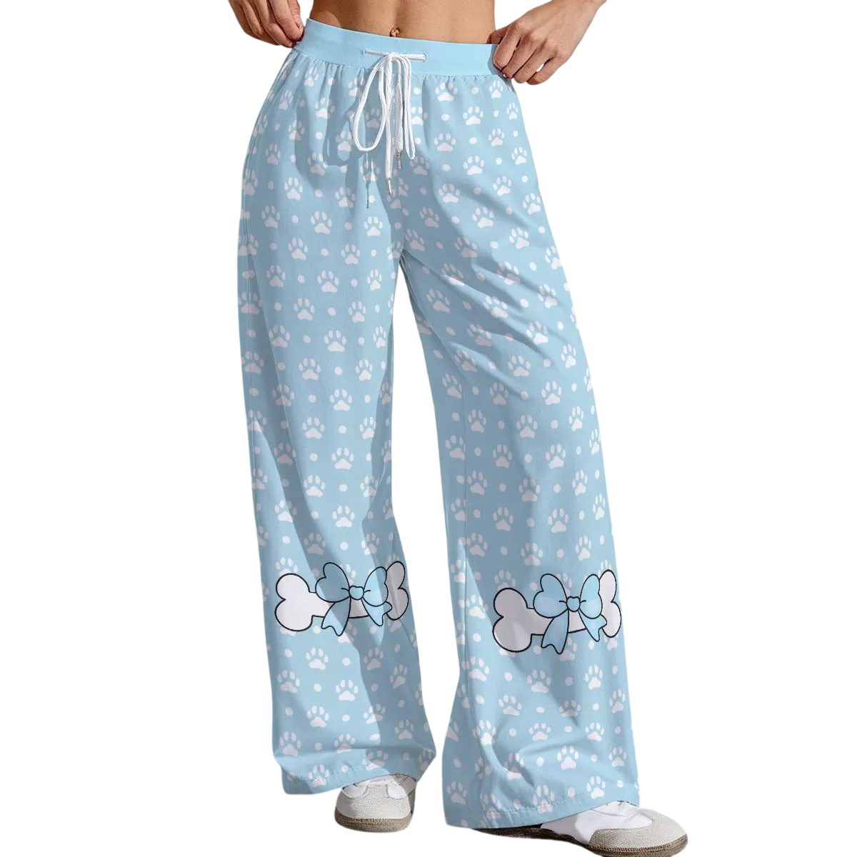 Soft Baby Blue Paw Bow Lounge Pants