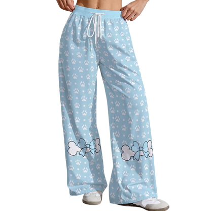 Soft Baby Blue Paw Bow Lounge Pants