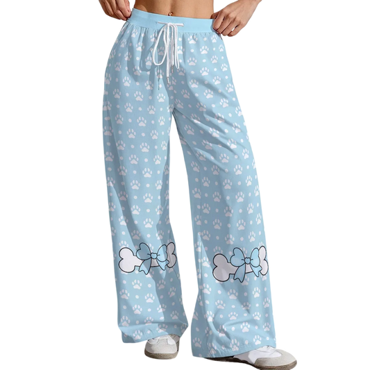 Soft Baby Blue Paw Bow Lounge Pants