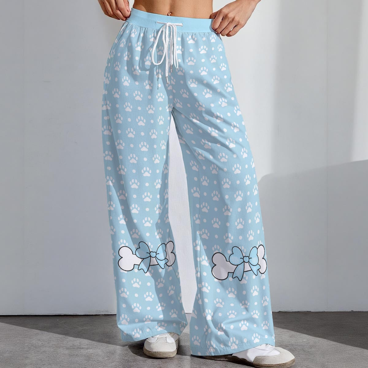 Soft Baby Blue Paw Bow Lounge Pants