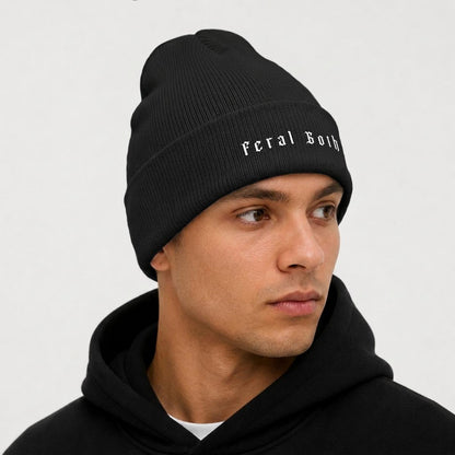 Feral Goth Embroidered Beanie
