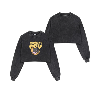 Mommy's Boy Cropped Cotton Hoodie