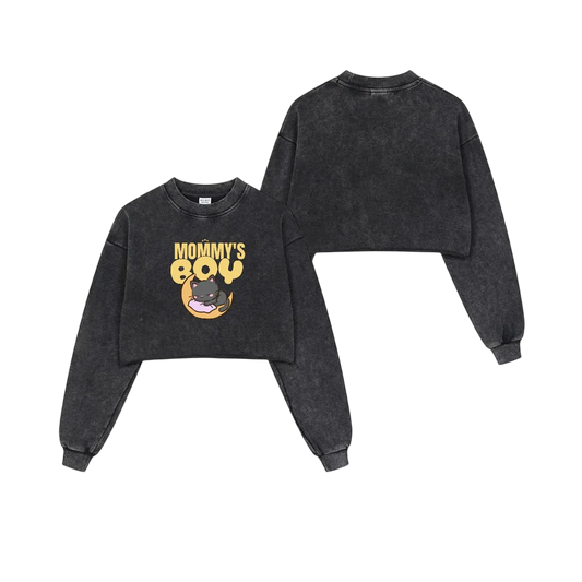 Mommy's Boy Cropped Cotton Hoodie