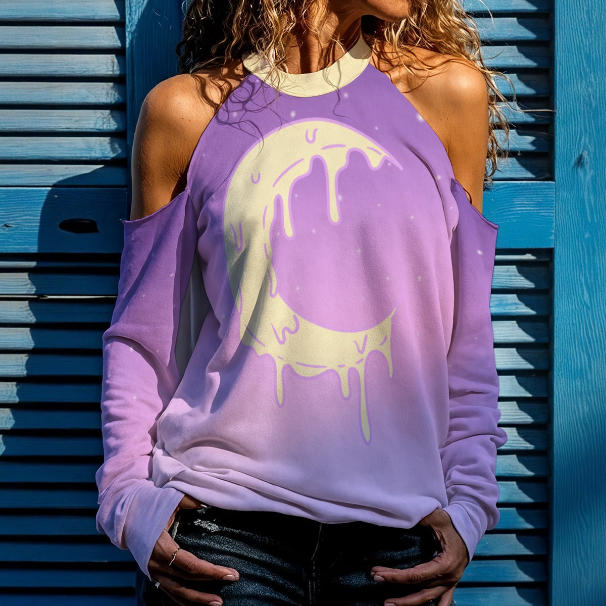Sweet Melting Moon Cold Shoulder Play Sweater