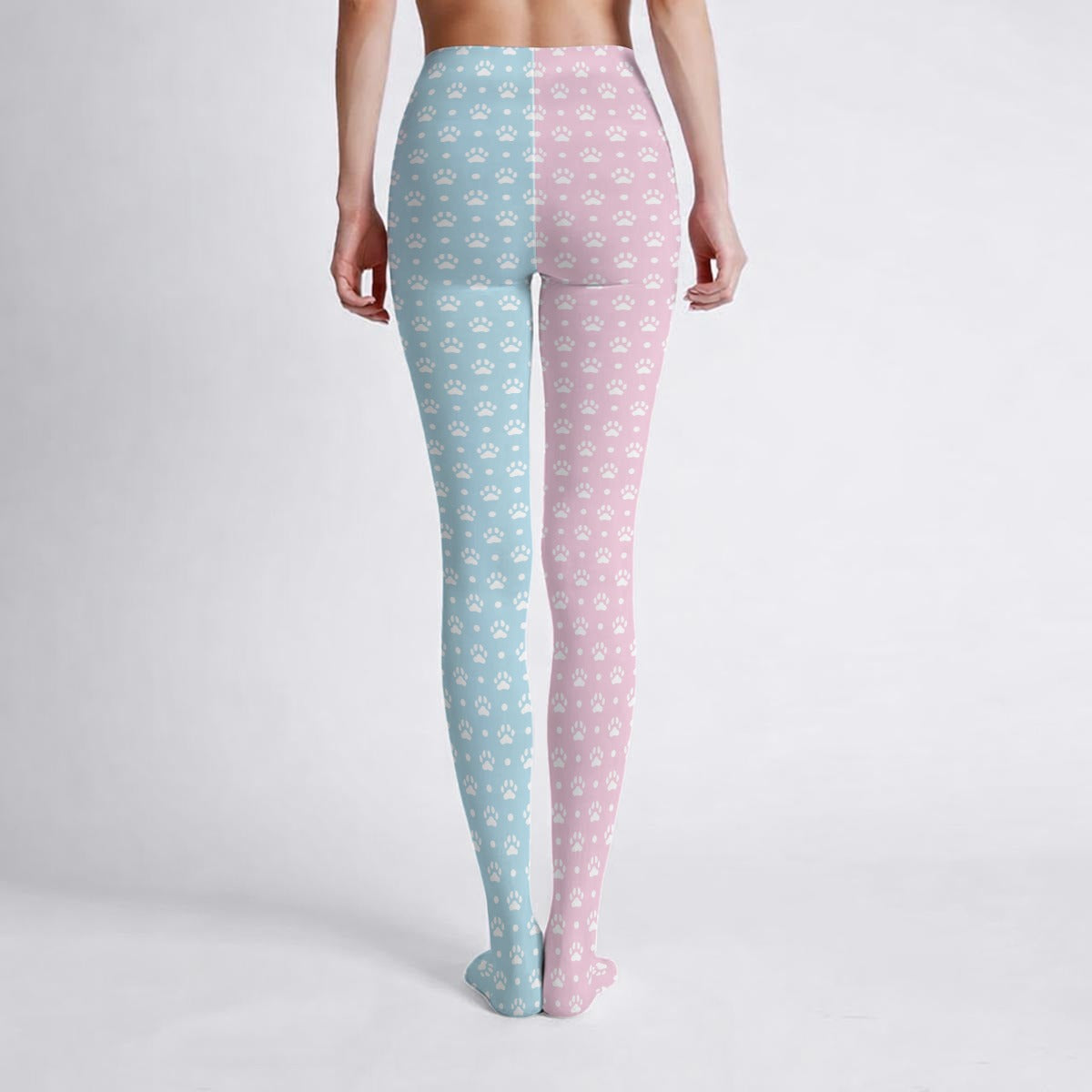 Sweet Pastel Puppy Paws Stretch Tights