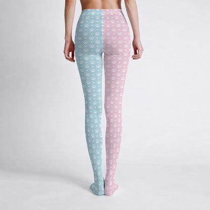 Sweet Pastel Puppy Paws Stretch Tights