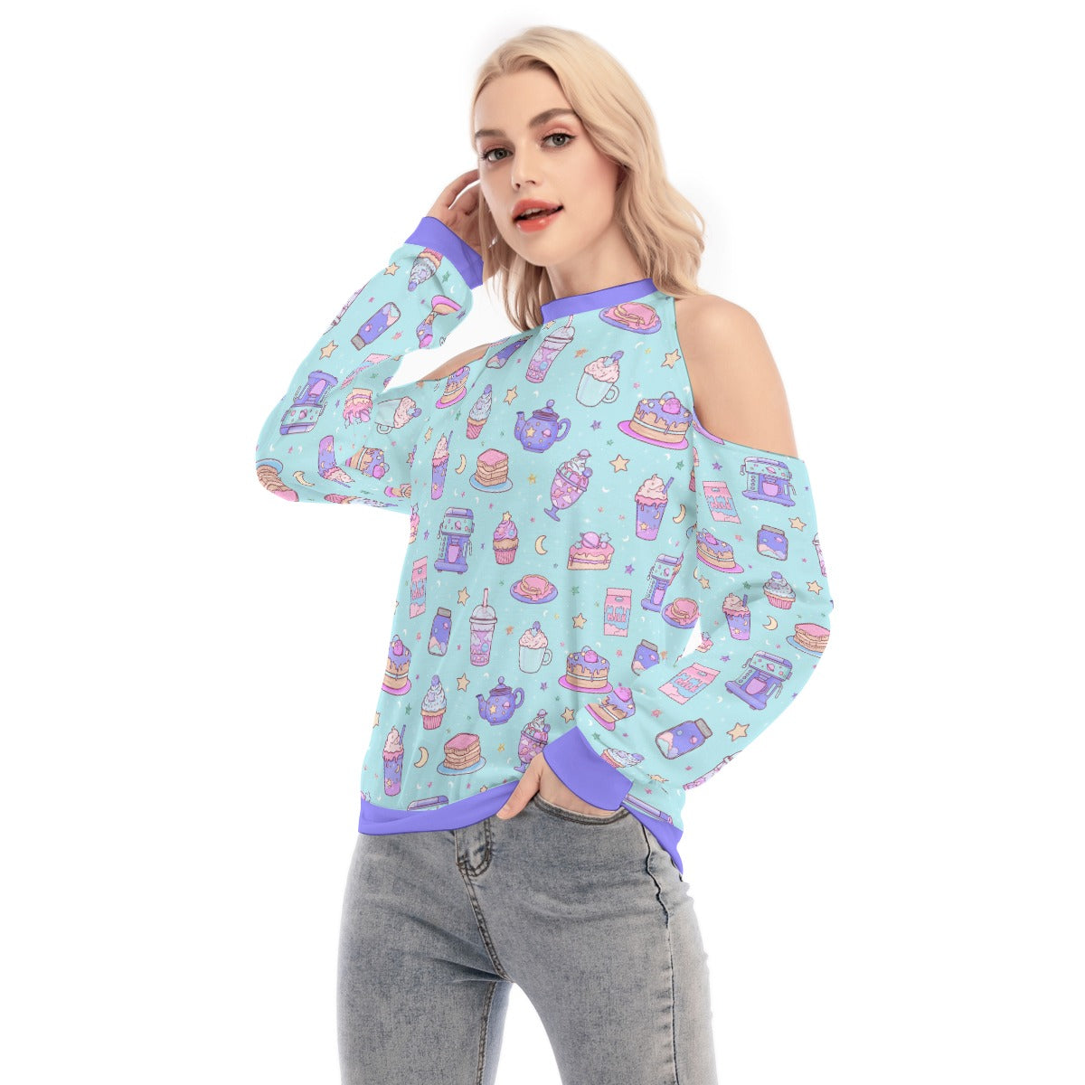 Dreamy Desserts Cold Shoulder Light Sweatshirt