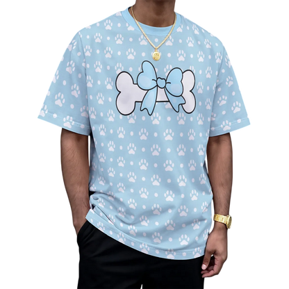 Soft Baby Blue Paw Bow Play Tee