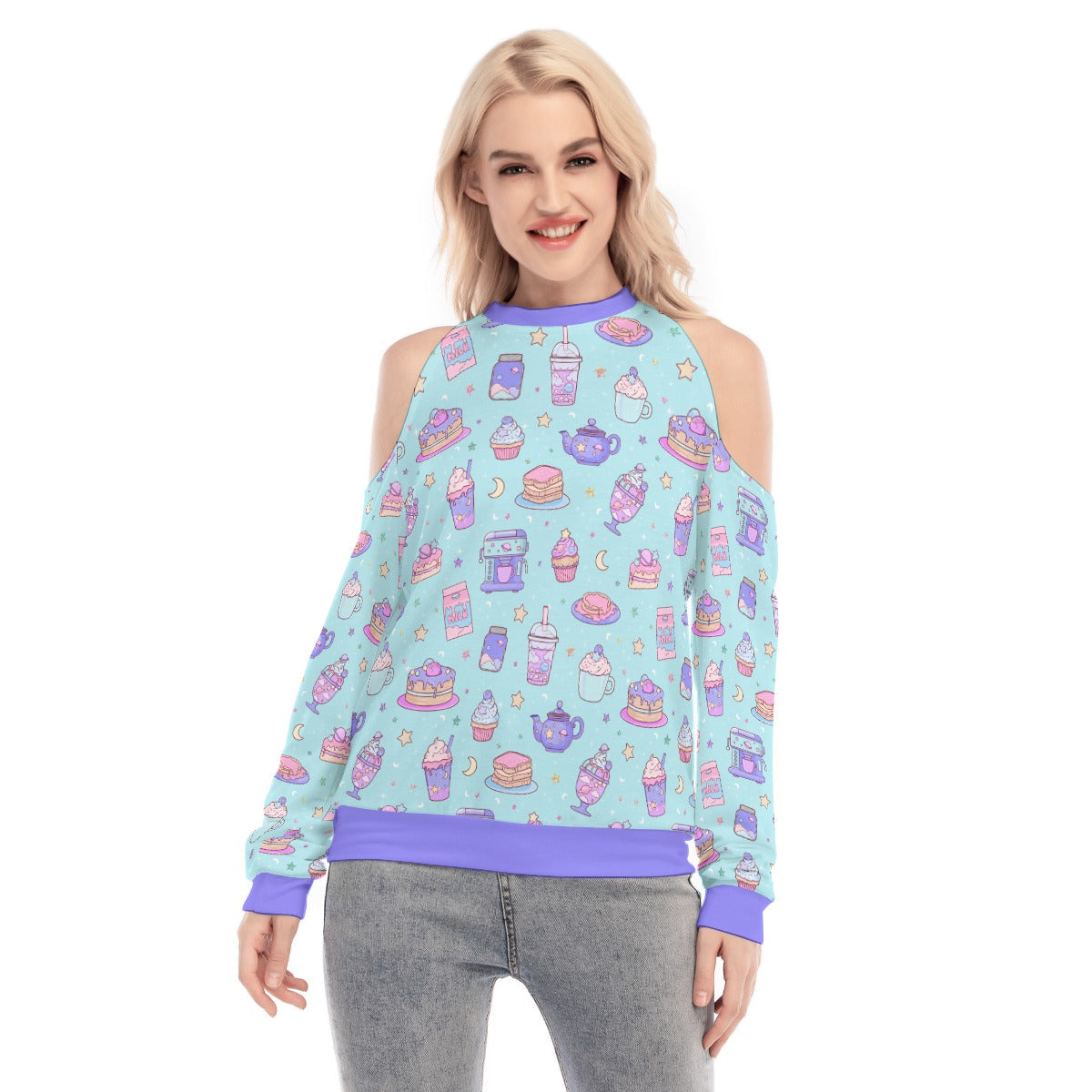 Dreamy Desserts Cold Shoulder Light Sweatshirt