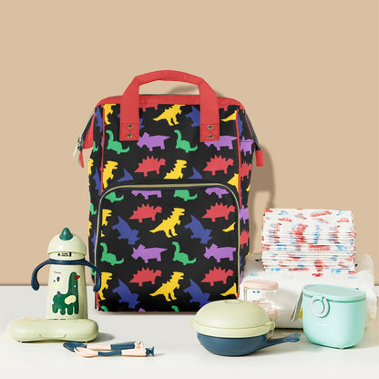 Colorful Lil Dinos Large Diaper Bag