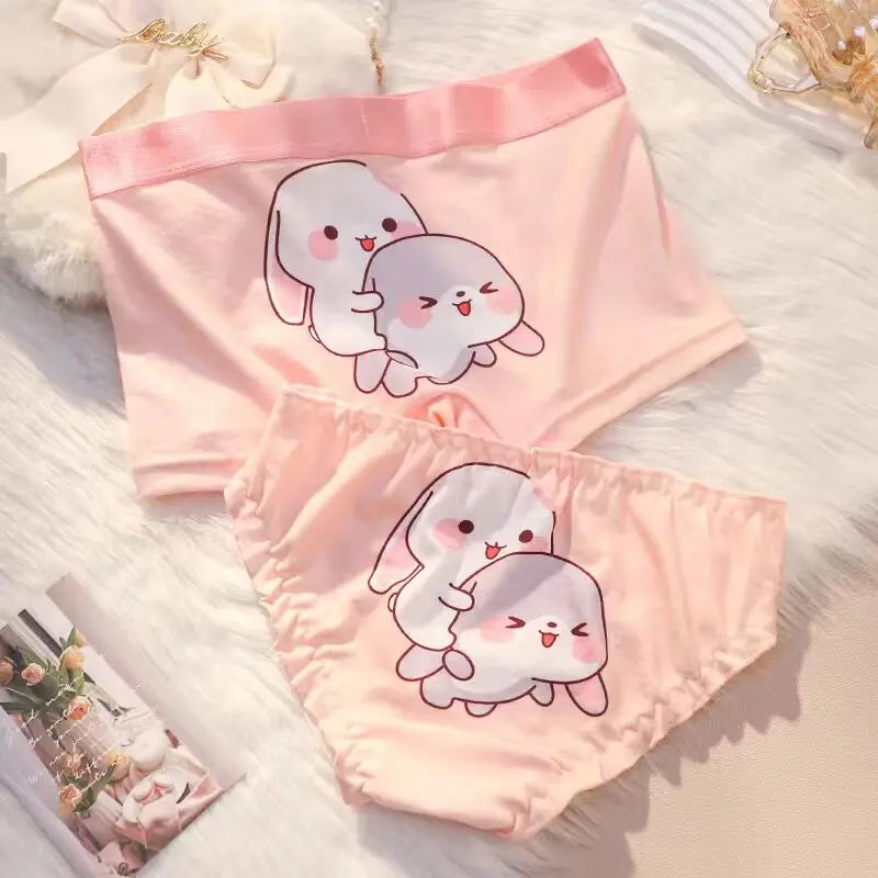 2Pcs Couple Bunny Underwear Set Puppy's Aesthetics
