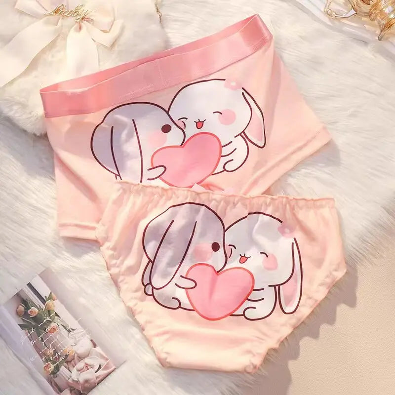 2Pcs Couple Bunny Underwear Set Puppy's Aesthetics