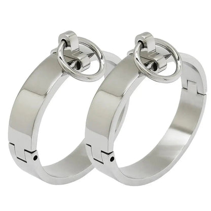 2Pcs Handcrafted Stainless Steel Lock Cuffs Puppy's Aesthetics