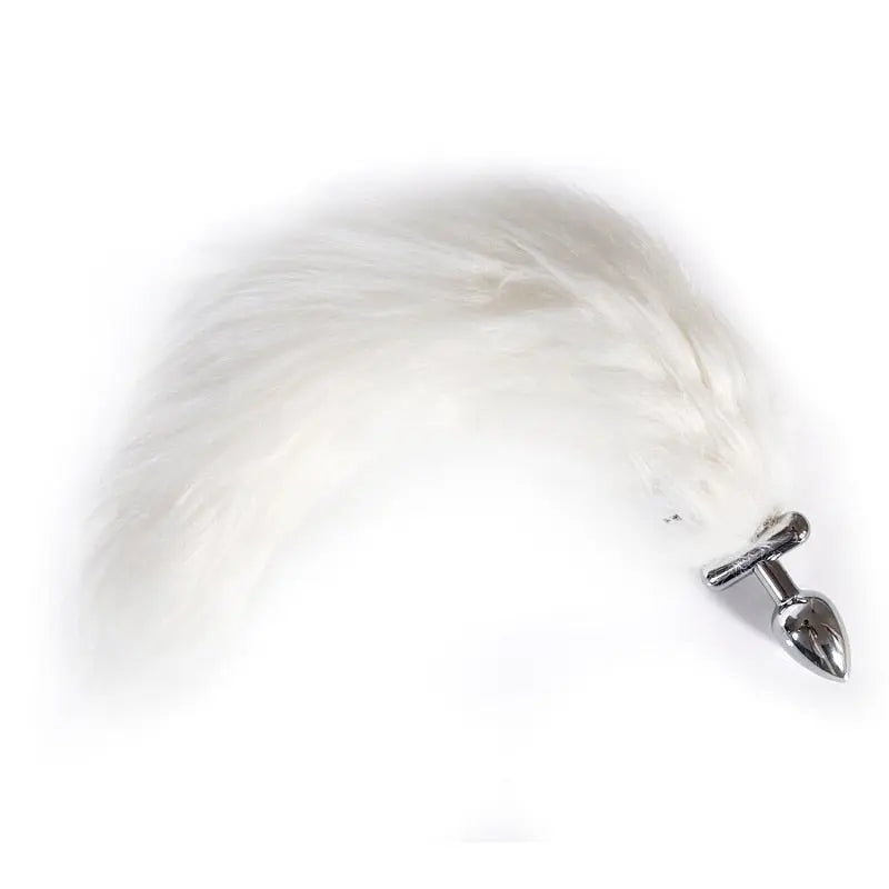 Luminous Fox Tail Anal Tail Metal Long White