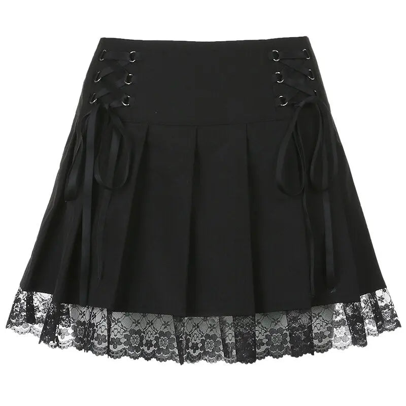 Pretty Lolita Style Sweet Pink Lace Trim Skirt New Style--Black