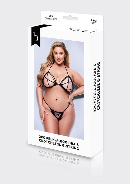 2pc Peek-A-Boo Bra and Crotchless G-String