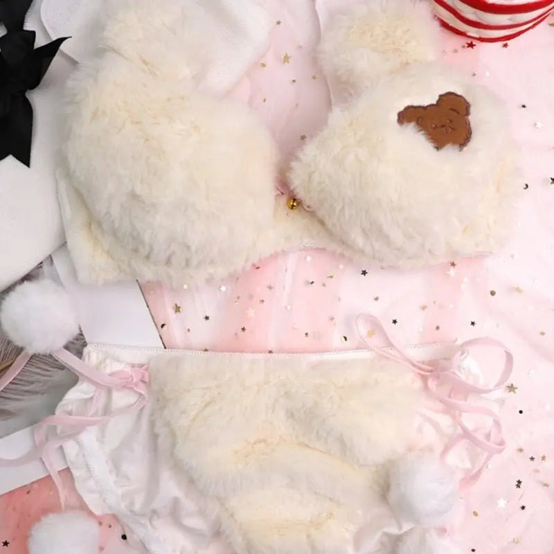 2pcs Cute Bear Bra Panty Set Puppy's Aesthetics