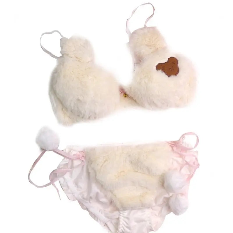 2pcs Cute Bear Bra Panty Set Puppy's Aesthetics