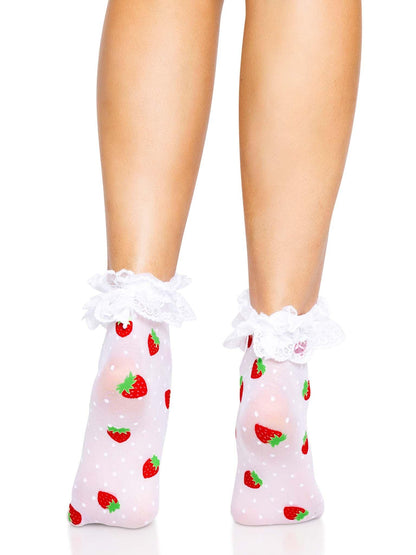 Cute Lil Strawberry Ruffle Anklets - Puppy's Aesthetics