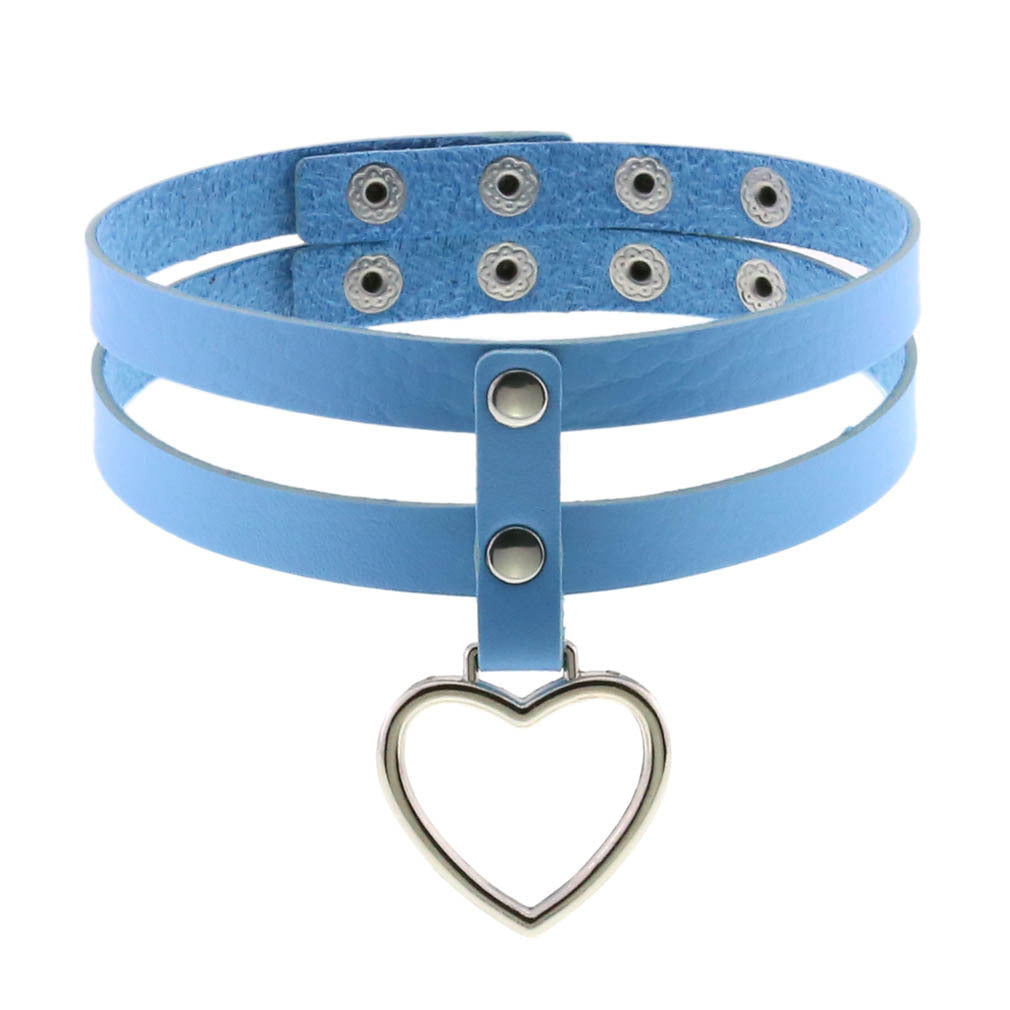 PU Leather Heart Pendant Collar (Colors) - Puppy's Aesthetics