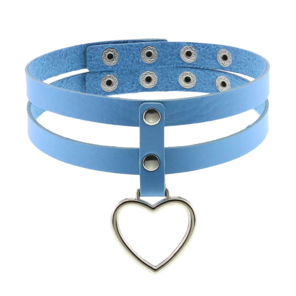 PU Leather Heart Pendant Collar (Colors) - Puppy's Aesthetics