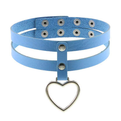 PU Leather Heart Pendant Collar (Colors) - Puppy's Aesthetics