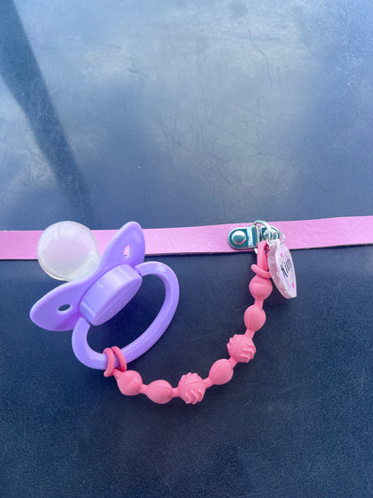 Adult Pacifier Kitty Pink Chewable Strap Collar