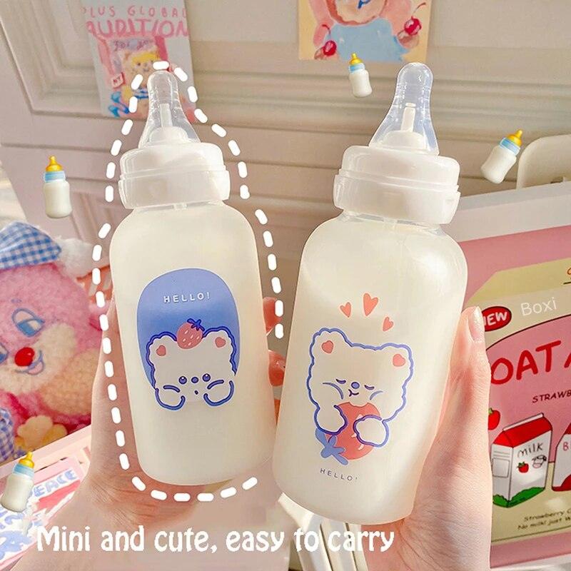 320ml Kawaii Strawberry Bear Glass Bottle Puppy's Aesthetics