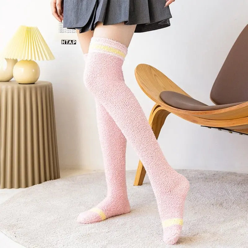 Soft Thick Fuzzy Thigh High Socks