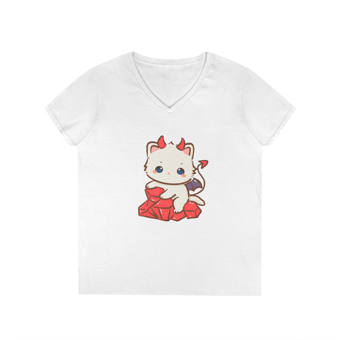 Lil Devil Cat V-Neck Play Tee - Puppy's Aesthetics