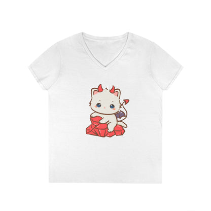 Lil Devil Cat V-Neck Play Tee - Puppy's Aesthetics
