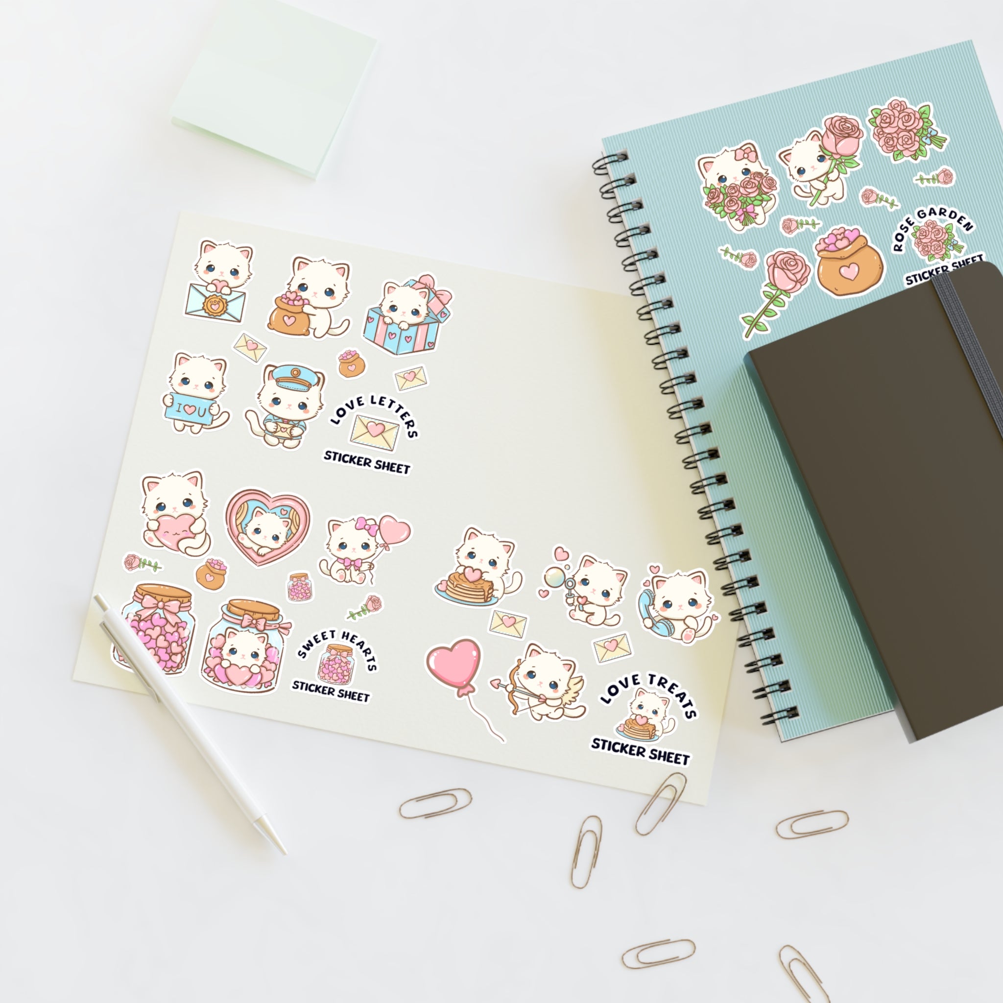 Kawaii Love & Treats Sticker Sheet - Puppy's Aesthetics