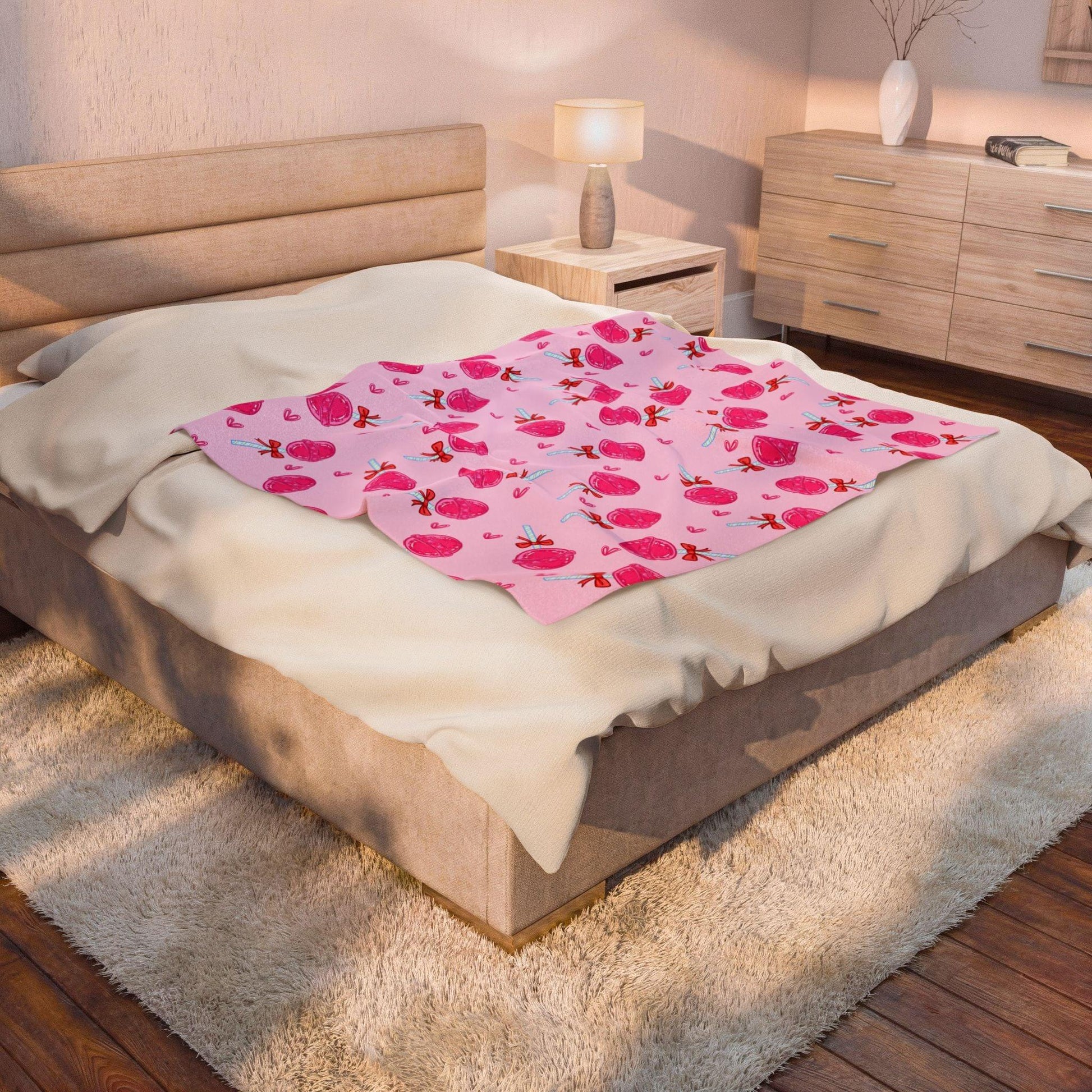 Pink Lollipop Velveteen Plush Blanket - Puppy's Aesthetics