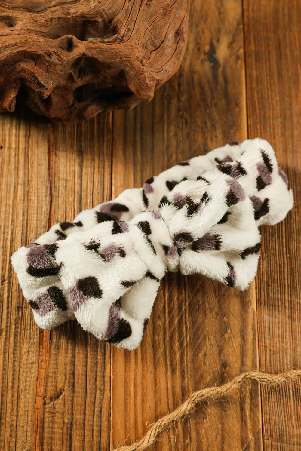 Leopard Bowknot Plush Hair Band