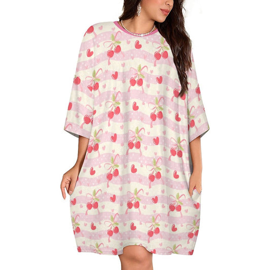 Pretty Stripe Cherry Soft Nightgown XL
