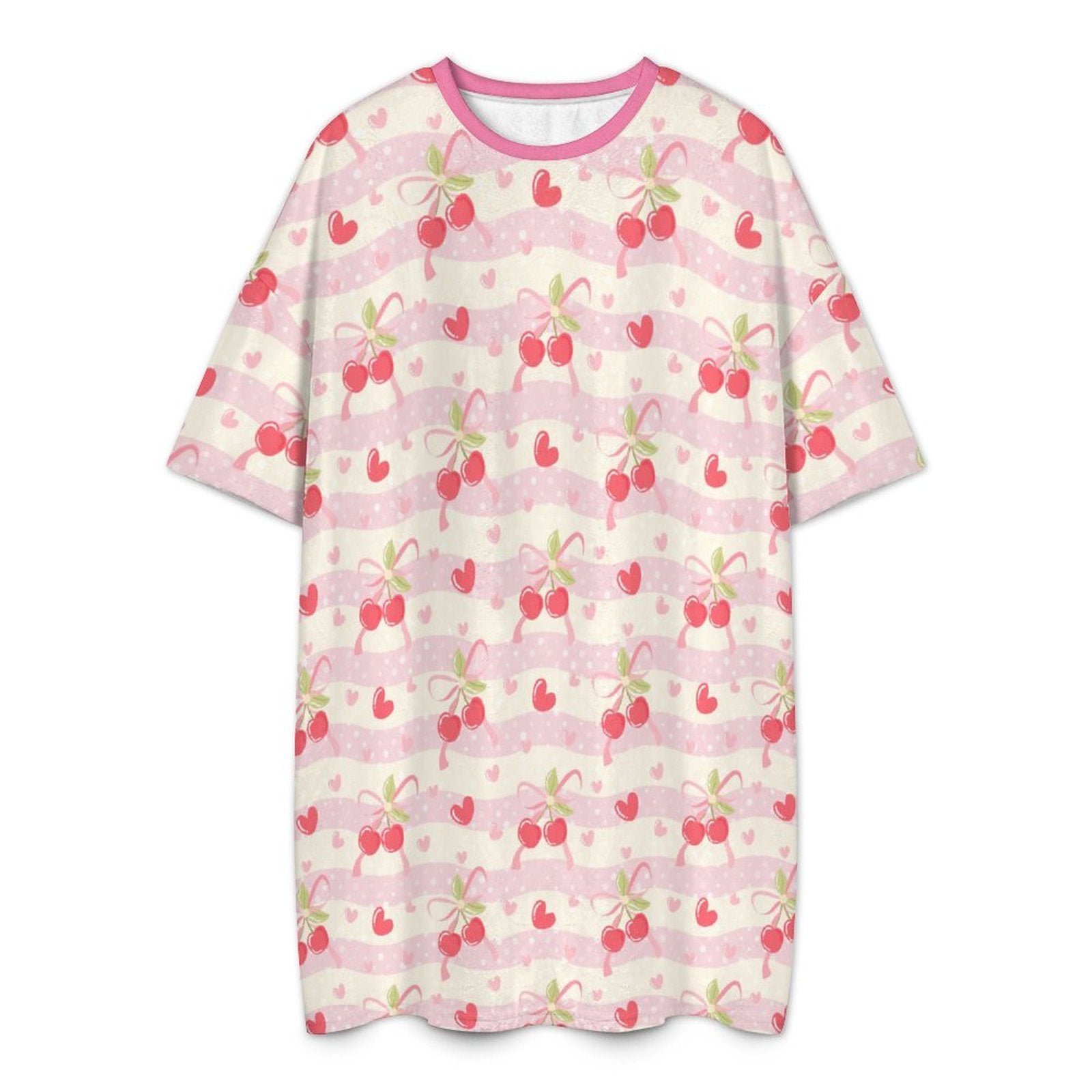 Pretty Stripe Cherry Soft Nightgown XL