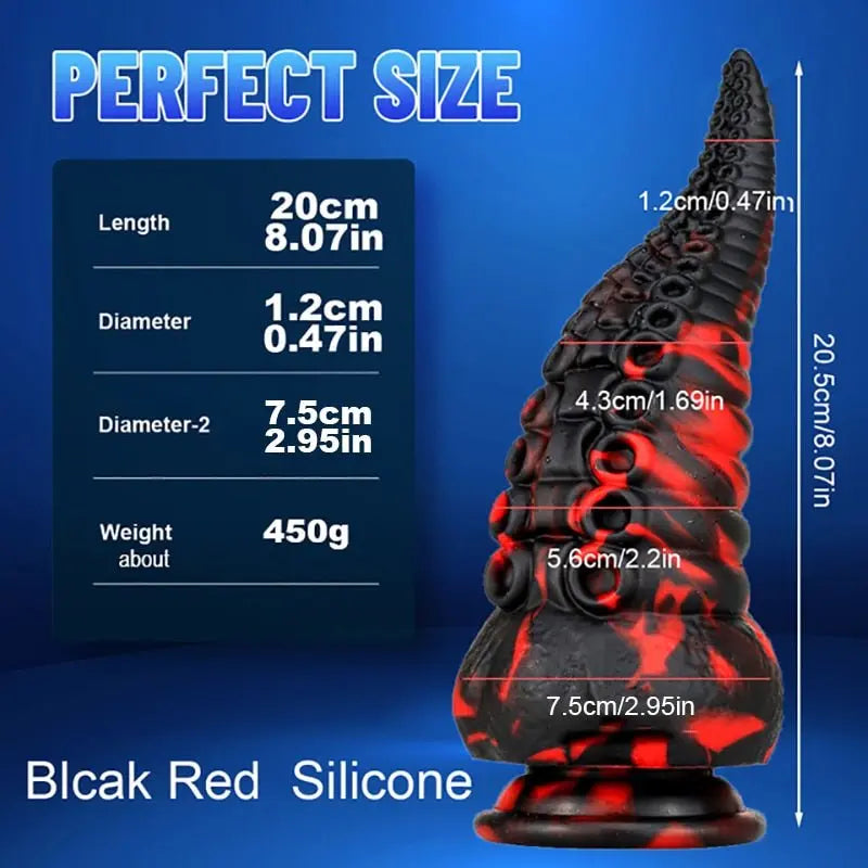 Large Silicone Tentacle Dildo (Colors) Silicone Black red