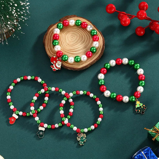 Holiday Pearl Charm Bracelet Set - Puppy's Aesthetics