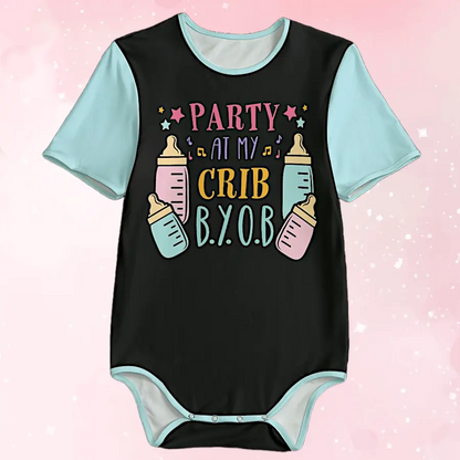 'Party At My Crib' Black Adult Unisex Onesie - Image #1